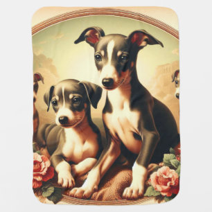 Vintage Cute Italian Greyhound Painting Baby Blanket
