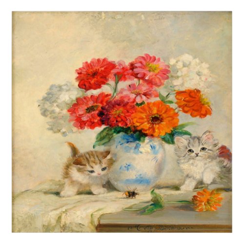 Vintage Cute Kitten Meta Plckebaums Oil Painting Acrylic Print