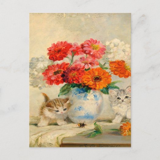 Vintage Cute Kitten Meta Plückebaum's Oil Painting