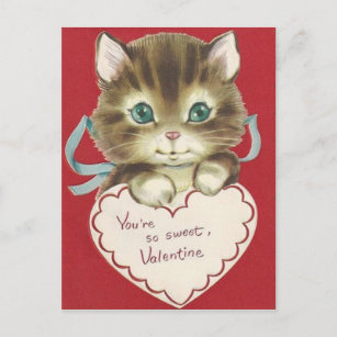 Gray Kittens Vintage Valentine’s Day Card | Postcard