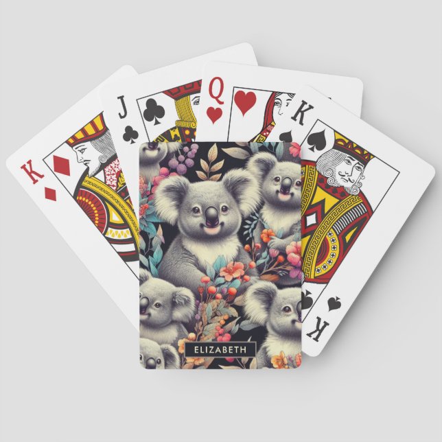 Vintage Cute Koala Painting Poker Cards (Back)