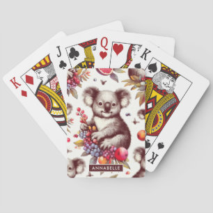 Vintage Cute Koala Painting Seamless Poker Cards
