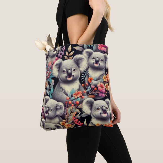 Vintage Cute Koala Painting Tote Bag (Close Up)
