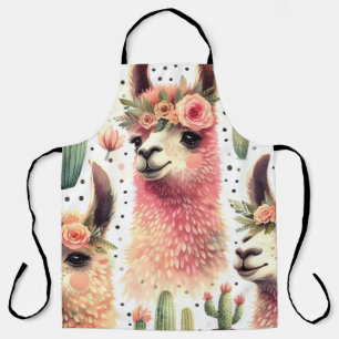 Vintage Cute Llama Watercolor Apron