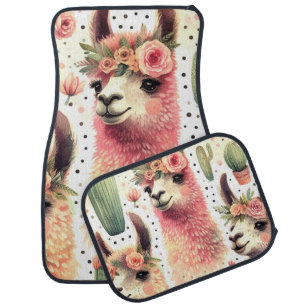 Vintage Cute Llama Watercolor Car Floor Mat