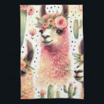 Vintage Cute Llama Watercolor Kitchen Towel<br><div class="desc">Vintage Cute Llama Watercolor</div>