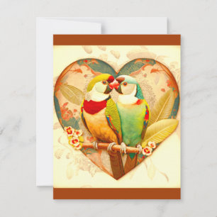 VINTAGE CUTE LOVE BIRD, CLASSIC DESIGN OF LOVEBIRD NOTE CARD