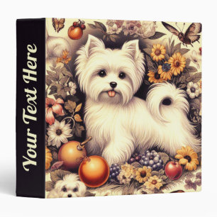 Vintage Cute Maltese 3 Ring Binder