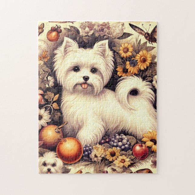 Vintage Cute Maltese Jigsaw Puzzle (Vertical)