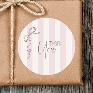 Vintage Cute Mauve Pearl Bow Coquette Thank You Classic Round Sticker