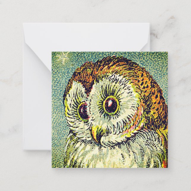Vintage cute owl illustration note card (Front)