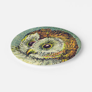 Vintage cute owl illustration paper plates