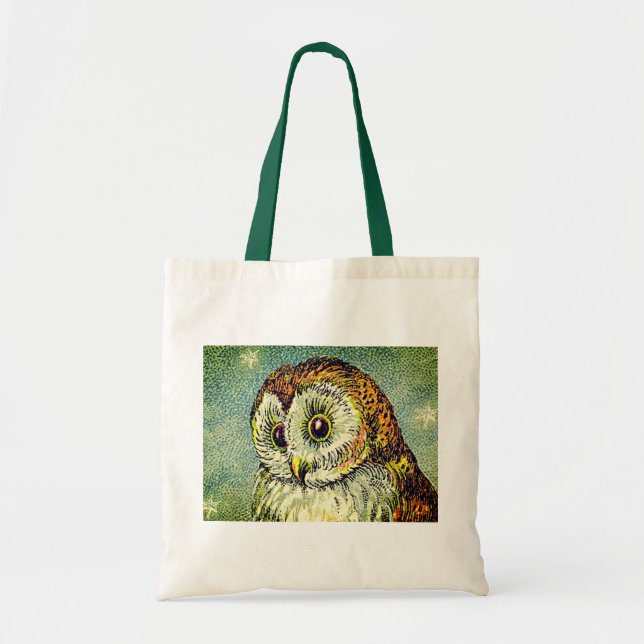 Vintage cute owl illustration tote bag (Front)