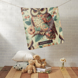 Vintage Cute Owl Pattern Baby Blanket