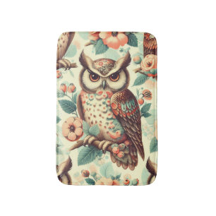 Vintage Cute Owl Pattern Bath Mat
