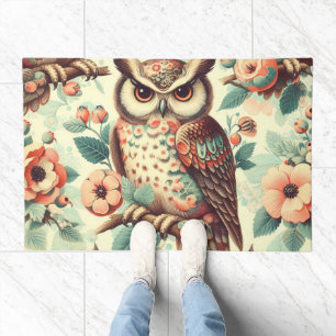 Vintage Cute Owl Pattern Doormat