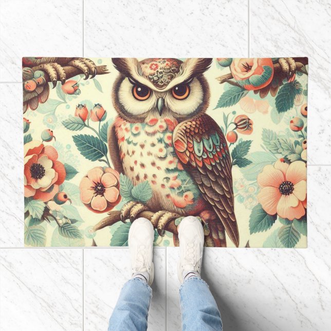 Vintage Cute Owl Pattern Doormat (Indoor)