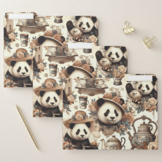 Vintage Cute Panda Seamless Painting File Folder