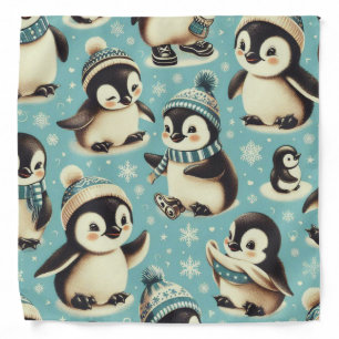 Vintage Cute Penguin Pattern Bandana