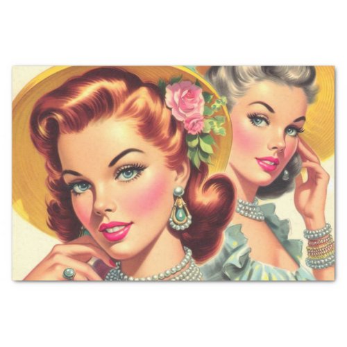 Vintage Cute Pin_up Girls Tissue Paper