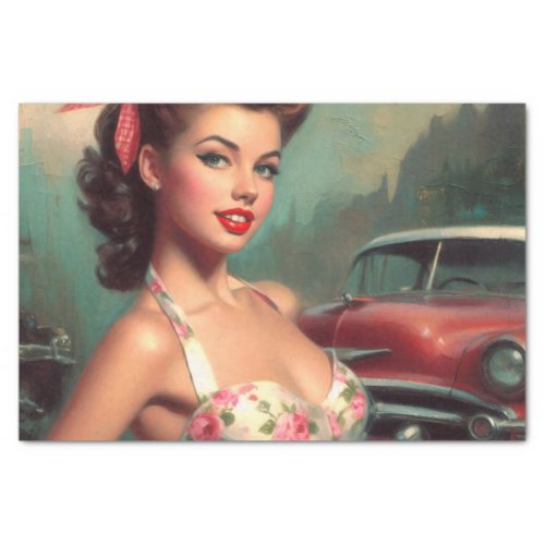 Vintage Cute Pin_Up Painting Tissue Paper