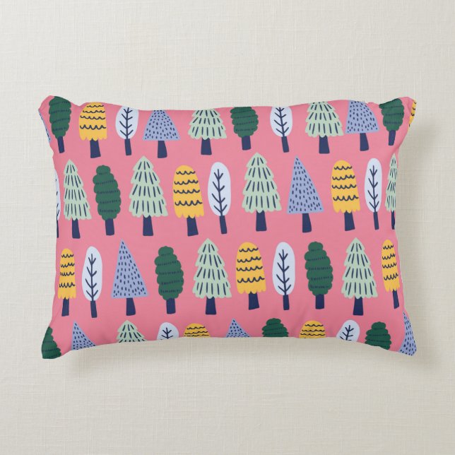 vintage cute pine trees seamless pattern accent pillow (Front)