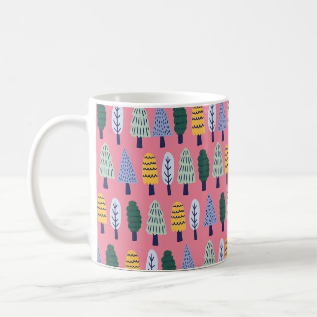 vintage cute pine trees seamless pattern coffee mug (Left)