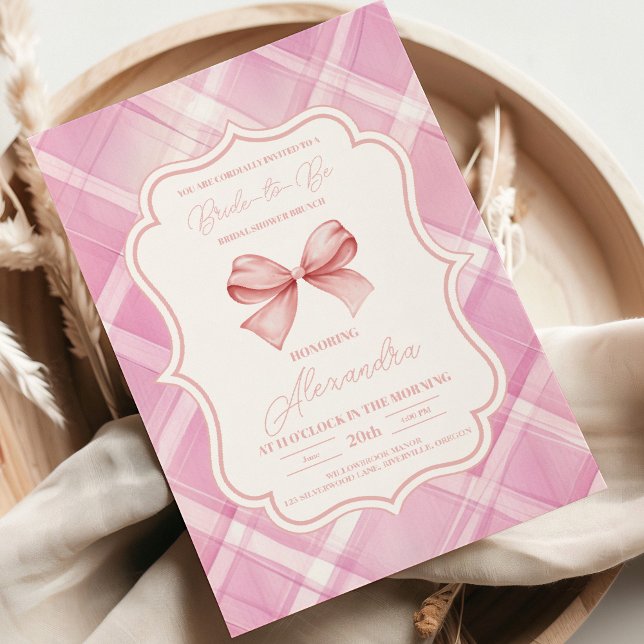 Vintage Cute Pink Bow Bridal Shower Invitation (Creator Uploaded)