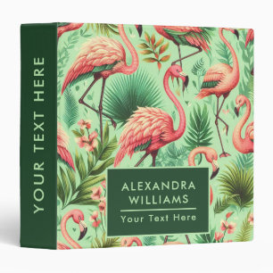 Vintage Cute Pink Flamingos 3 Ring Binder