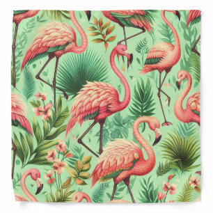 Vintage Cute Pink Flamingos Bandana