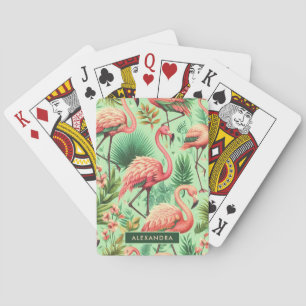 Vintage Cute Pink Flamingos Poker Cards