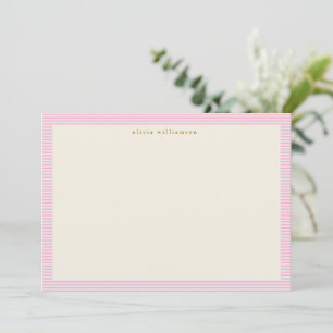 Vintage Cute Pink Stripes Personalized Christmas Thank You Card