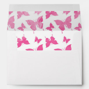 Vintage cute pink watercolor butterflies pattern. envelope