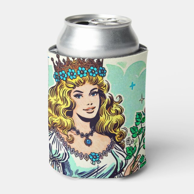 Vintage Cute Princess Comics Can Cooler (Can Front)