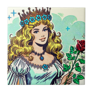 Vintage Cute Princess Comics Ceramic Tile