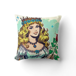 Vintage Cute Princess Comics Throw Pillow