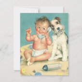 Vintage Cute Puppy Baby Shower Party Invitation (Front)
