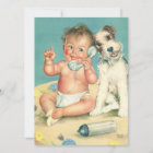 Vintage Cute Puppy Baby Shower Party Invitation