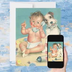 Vintage Cute Puppy Baby Shower Party Invitation