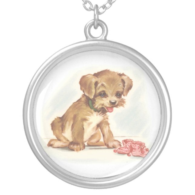 Vintage Cute Puppy Necklace (Front)