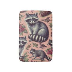 Vintage Cute Racoon Bath Mat