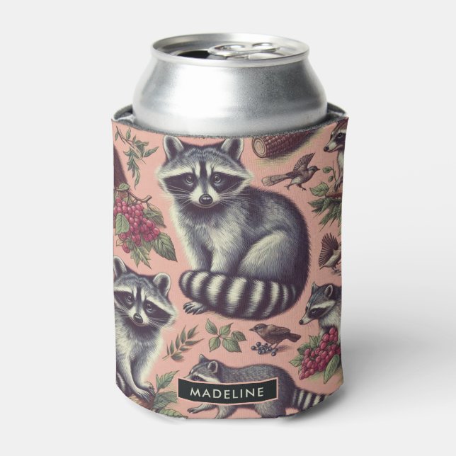 Vintage Cute Racoon Can Cooler (Can Front)