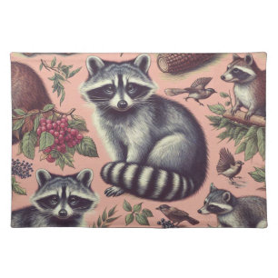 Vintage Cute Racoon Cloth Placemat