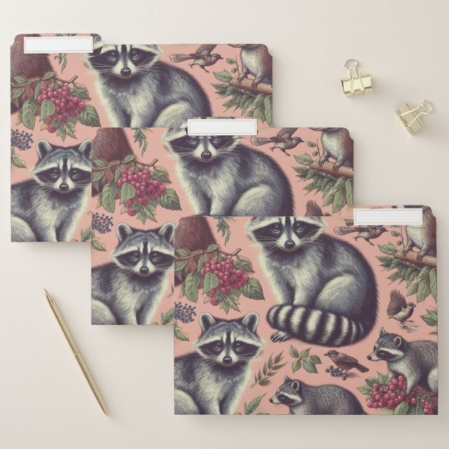 Vintage Cute Racoon File Folder (Set)