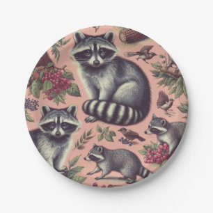 Vintage Cute Racoon Paper Plates