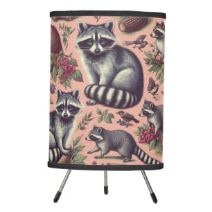 Vintage Cute Racoon Tripod Lamp