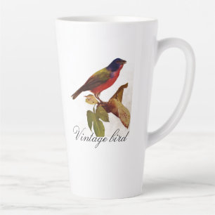 Vintage Cute Red Bright Colourful Bird and Foliage Latte Mug