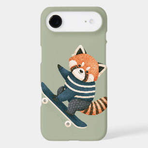 Vintage Cute Red Panda Racoon Skateboarding iPhone 17 Air Case
