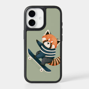 Vintage Cute Red Panda Racoon Skateboarding iPhone 17 Case