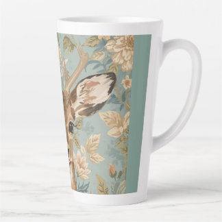 Vintage Cute Reindeer Deer And Florals Garden Latte Mug